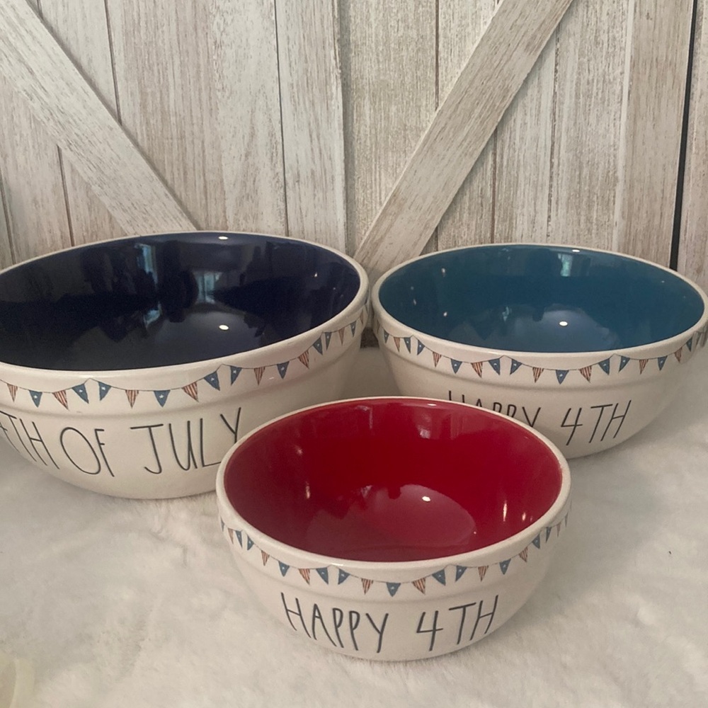 Rae Dunn Magenta 4th of July Mixing Bowls